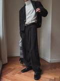 Sloped Wool One-Tuck Wide Slacks