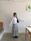 Reimi Banding Check Tiered Long Skirt