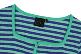 SQUARE NECK STRIPE CARDIGAN