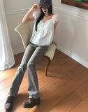 Luna Dot Shirring Puff Short Sleeve Blouse