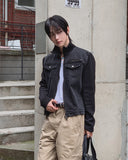 Badon Knit Color Matching Denim Trucker Jacket