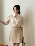 Rubille Collar See-through Frill Blouse