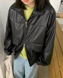 Core Pocket Two-Way Over Leather Jacket