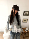 Mien Round Button Long Sleeve Cardigan