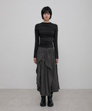 Asymmetrical Draped Mock Neck