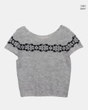 Barun Round Neck Snowflake Layered Short Sleeve Knit