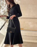 Plea Puff Heart Neck Button Slit One Piece