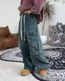 Eater Button Cargo Banding Denim Pants