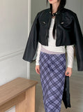 Shabin Vintage Y2K Checkered Ribbon Long Skirt
