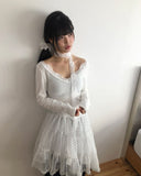 [Scarf Set] Kimen Lace Brushed Crop Long Sleeve T-Shirt