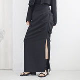 meeve pintuck side slick skirt