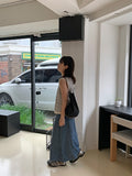 Delg Summer Slit Denim Long Skirt