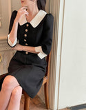 Roabi collar two-tone tweed A-line mini one piece