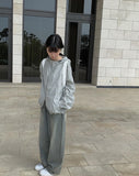Greek Washing Denim Wide Pants