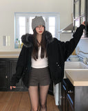 Cor Stud Trimming Fur Warmer Hood Zip-Up