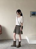 Rickle Vintage Flower Punching Puff Short Sleeve Blouse