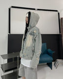 Chris Damage Hooded Denim Jacket