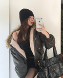 Trisher Raccoon Fur Cut-Out Padded Jumper