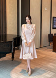 Ramet Tweed Chiffon Tie Flare One Piece