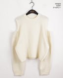 Fluf Ribbed Round Shoulder Slit Long Sleeve Knit
