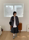 [unisex] Horiring Punching Stripe Over Cardigan