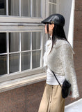 [MADE] Petyl Sailor Crop Mongle Fur Hook Cardigan
