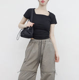 Flor Square Shirring T-shirt