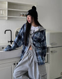 Anderson Check Layered Hood Zip Up