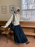 Debenny Banding Corduroy Pintuck Long Skirt