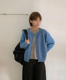 Andens Raglan Button Round Knit Cardigan