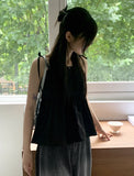 Pocon Shirring Ribbon String Corset Sleeveless Blouse