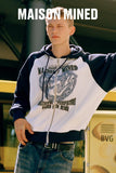 DOODLE HEART RAGLAN SWEAT ZIP UP HOODIE