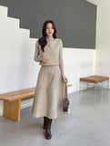 [3 piece set] ReadyU Half-Neck Knit Wool Vest Skirt Set