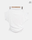 Poitdi Side Shirred One-Shoulder Short Sleeve T-shirt