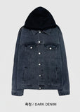 Drape hood denim jacket