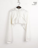 Lots Snap Button Waffle Layered Hood Bolero