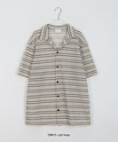 [unisex] Mipyu Stripe Collar Knit Short Sleeve Shirt