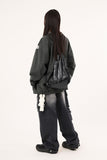 Multi cargo hem snap button heavy denim pants