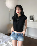 Migo Two-Button Vintage Denim Shorts