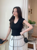 Demin Round Puff Short Sleeve Jacket