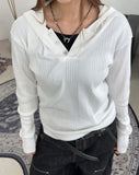 Charis Henley Neck Hooded Knit