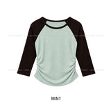 Tones Shirring Raglan Three Quarter T-shirt
