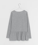 Yunori Layered Side Shirring Frill Long Sleeve Tee
