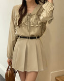 Abeto Pleated Mini Skirt Pants (Belt Set))