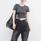 Miton cropped back slit T-shirt