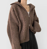 Cable Lulu Two-Way Loose Fit Knit Zip-Up