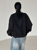 Curved Rivet Two-Way Hooded Zip-Up