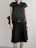 Trench Button Crop Short Sleeve Shirt Jacket