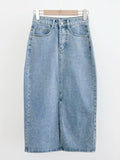 Bow Slit H-line Denim Skirt