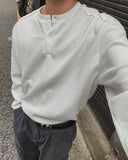 Rico Ribbed Cut-out Henley Neck Knit